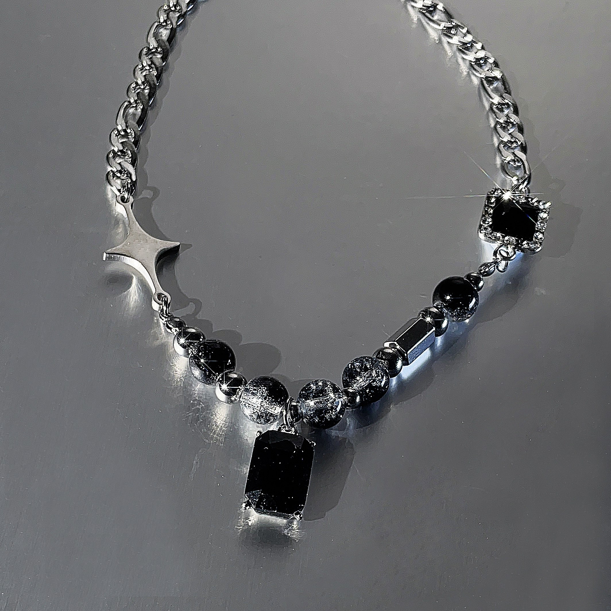 合金项链 X0348-4小众轻奢时尚坠链珠珠百搭小众高级新款拼接颈链