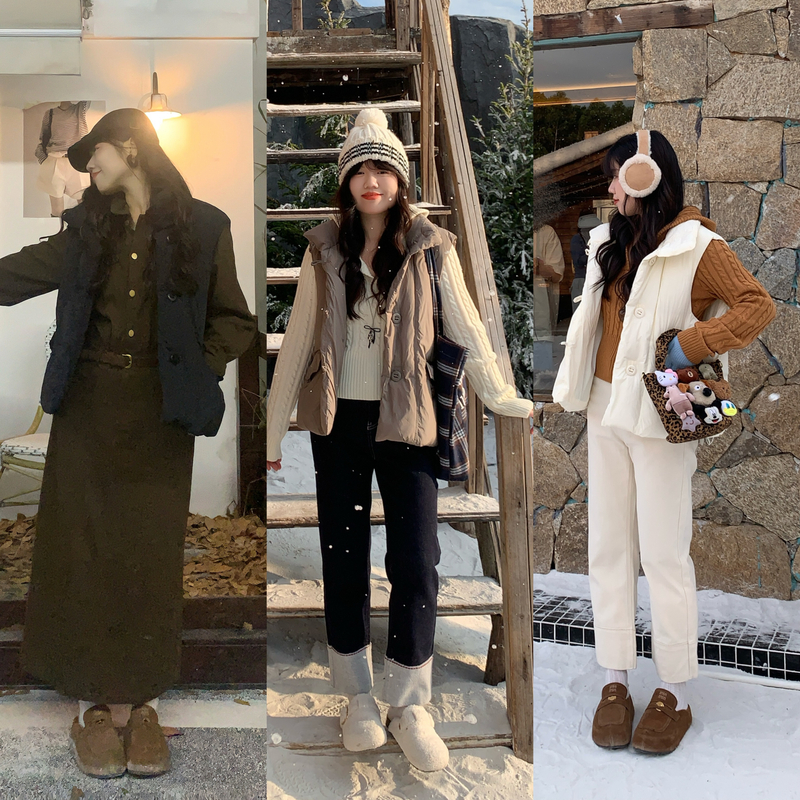 米米子 定制三色羽绒马甲女秋冬季新款加厚设计感时尚洋气外套女