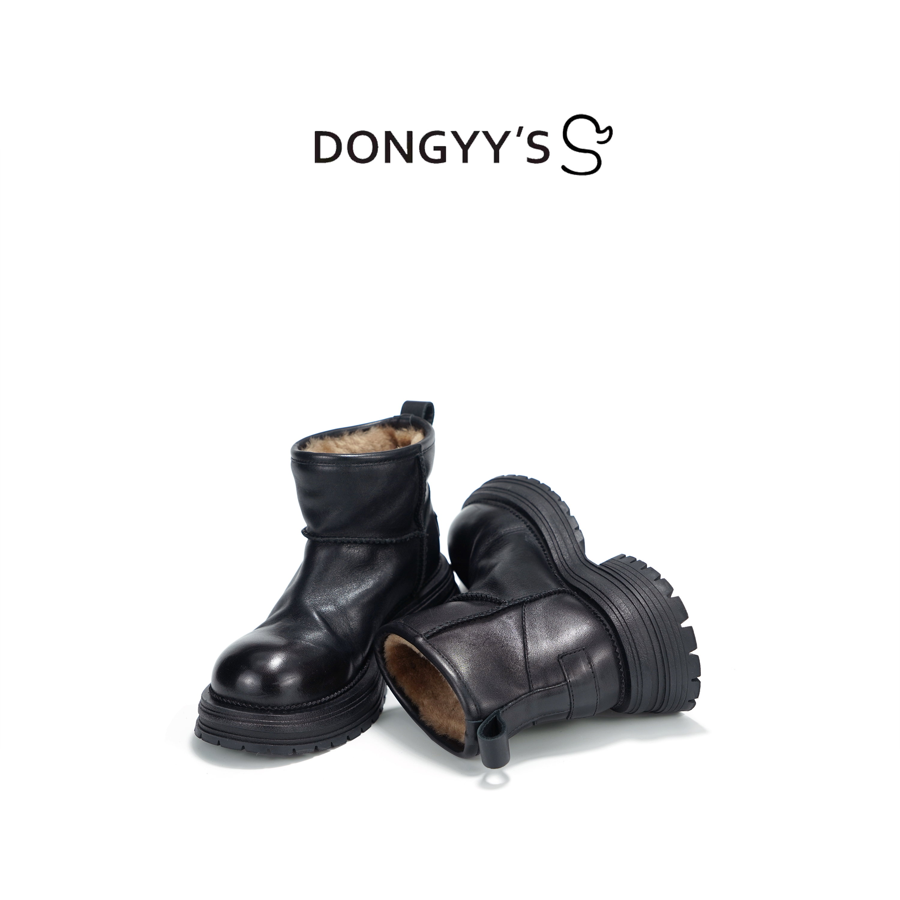 Dongyy's秋冬季马皮全羊皮毛一体保暖厚底时尚百搭真皮秋冬雪地靴