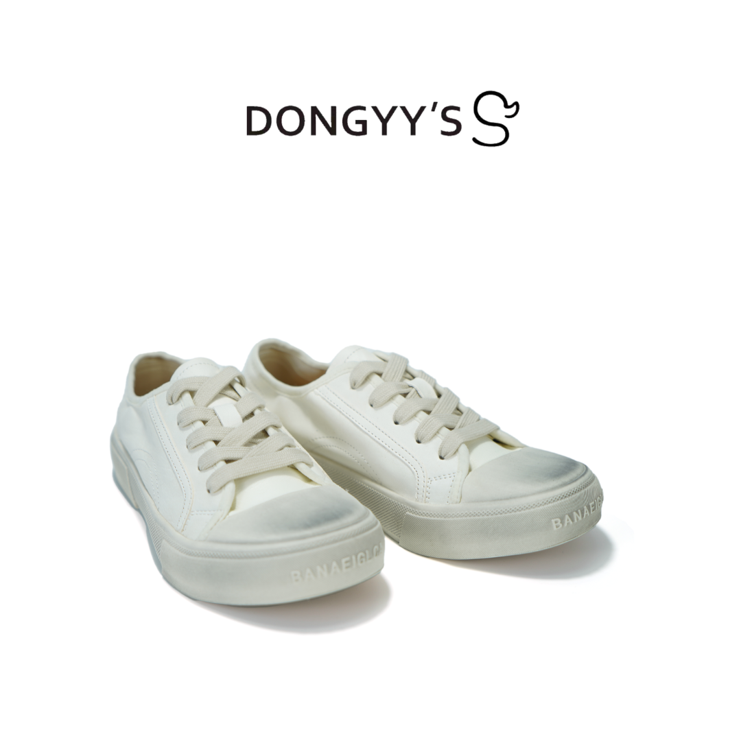 Dongyy's2025年新款夏季水洗马皮手工擦色时尚百搭低帮白色休闲鞋