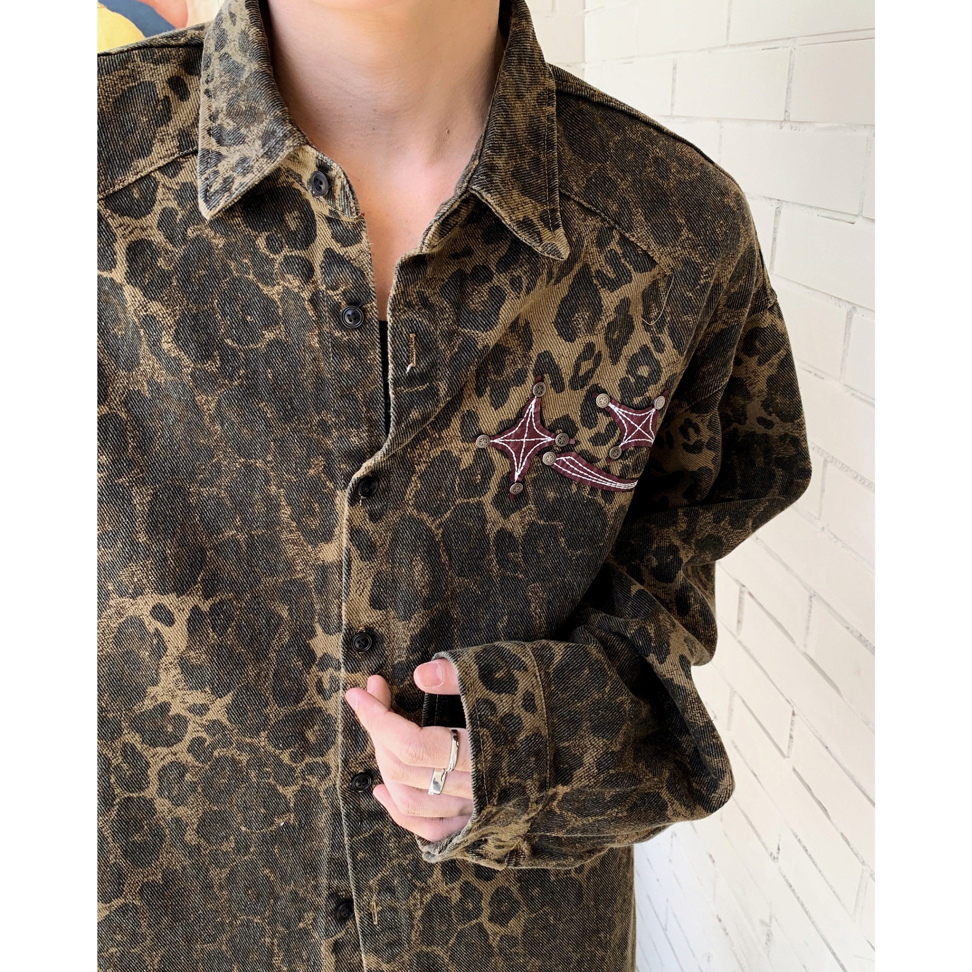 春秋季男士长袖衬衫ins港风复古休闲衬衣宽松潮流设计感痞帅上衣