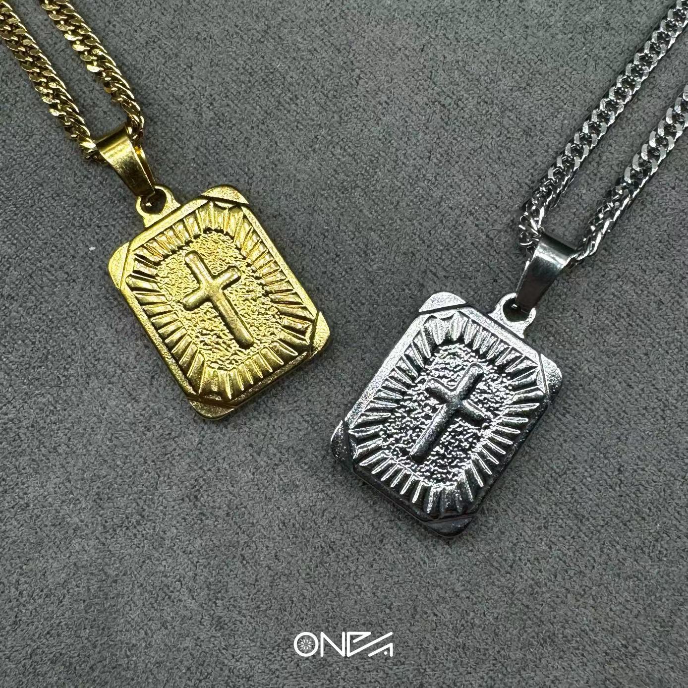 钛钢项链 ONEPART | 虔诚 基础双面十字吊坠侧身链项链男士时尚