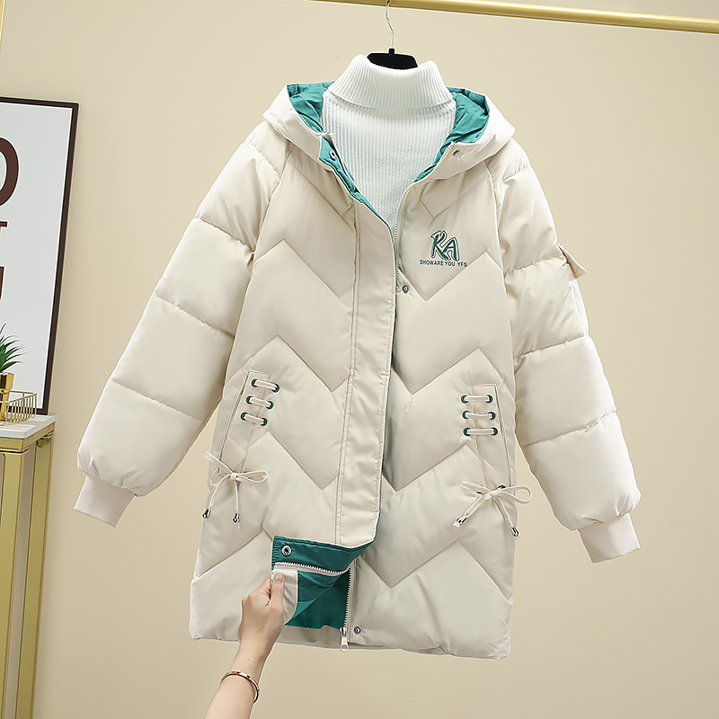 鸿星尔克领跑羽绒服女中长款冬季2023年新款宽松百搭小个子加厚衣