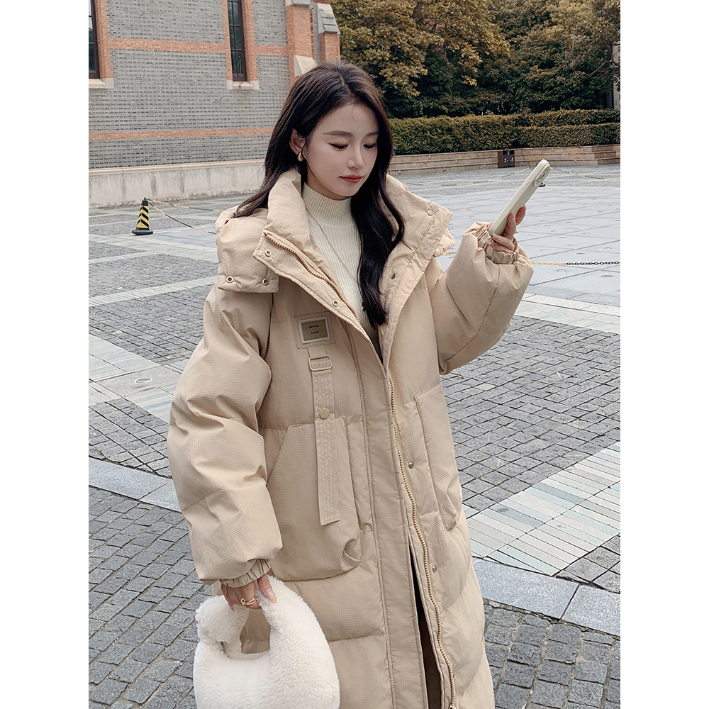 鸿星尔克领跑高级感长款羽绒服女冬2023年中长款服衣过膝外套加厚