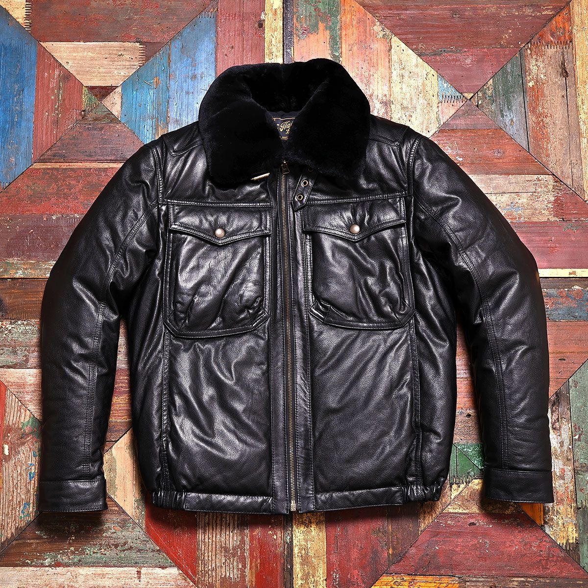 秋冬新款头层牛皮仿鹿皮纹羽绒服外套真皮皮衣男短日系休闲面包服