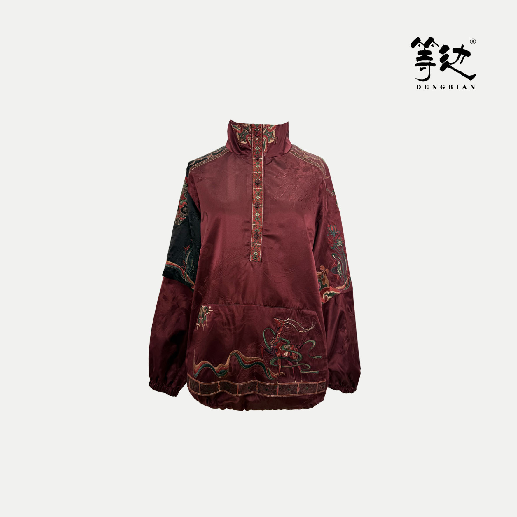 【等边·九色鹿系列】老缎九色鹿彩金绣套头衫DB-S240152