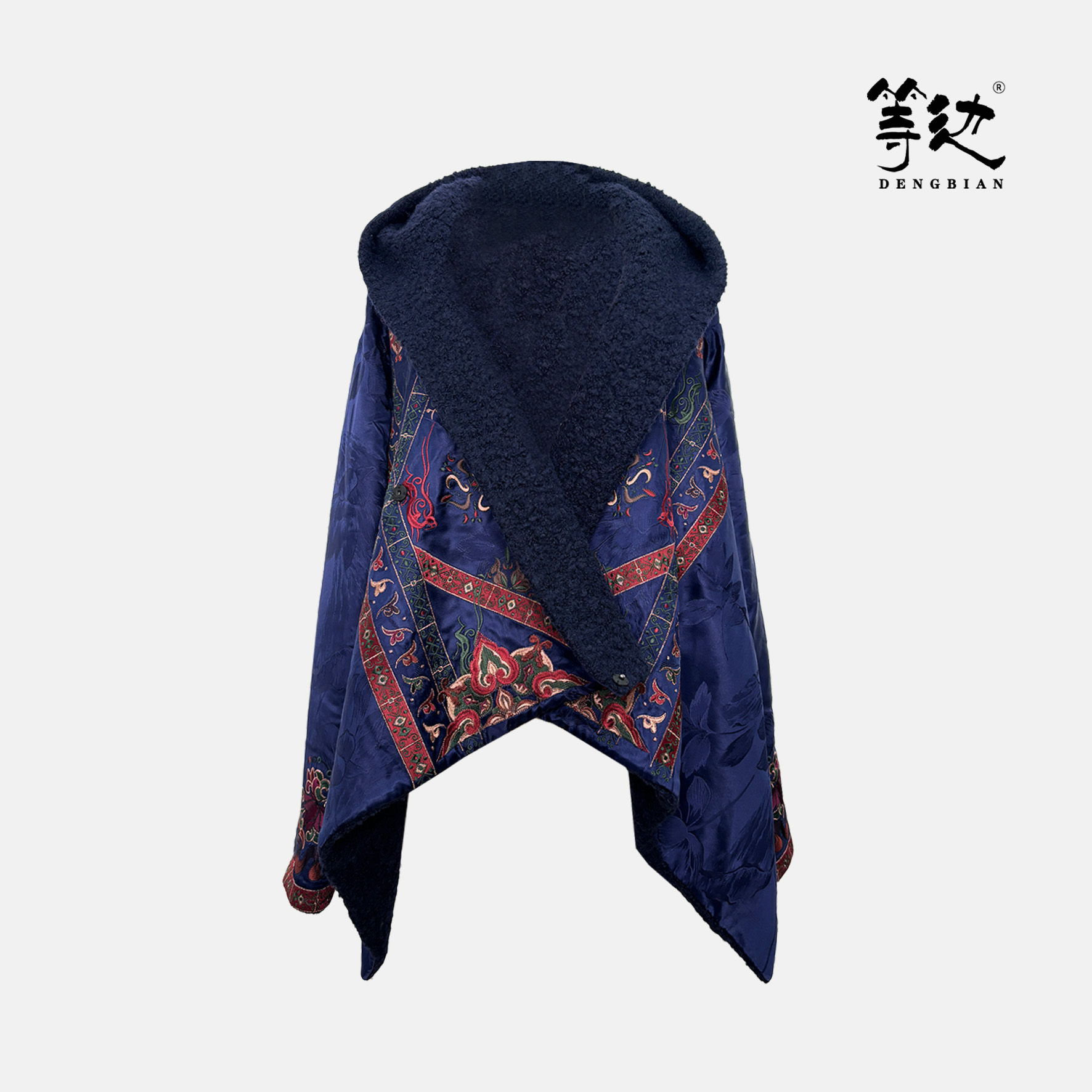 【等边·九色鹿系列】老缎九色鹿彩金绣羊驼绒棉袄DB-S240153