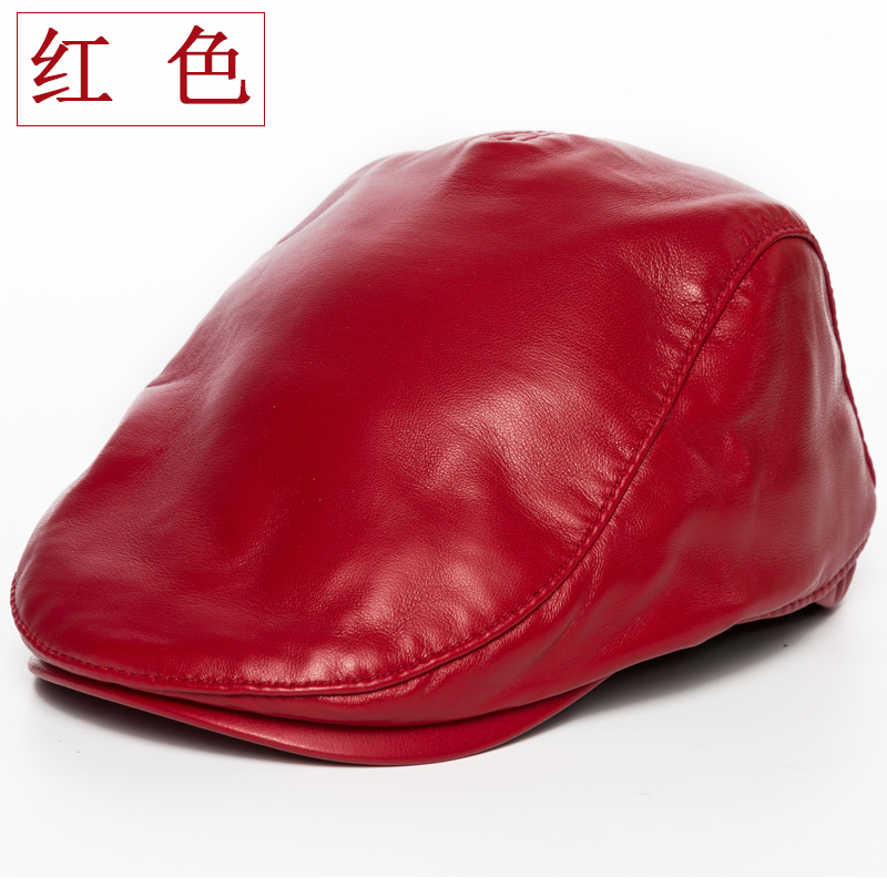春秋款时尚前进帽女真皮贝雷帽韩版潮秋冬季鸭舌帽街头休闲帽子女