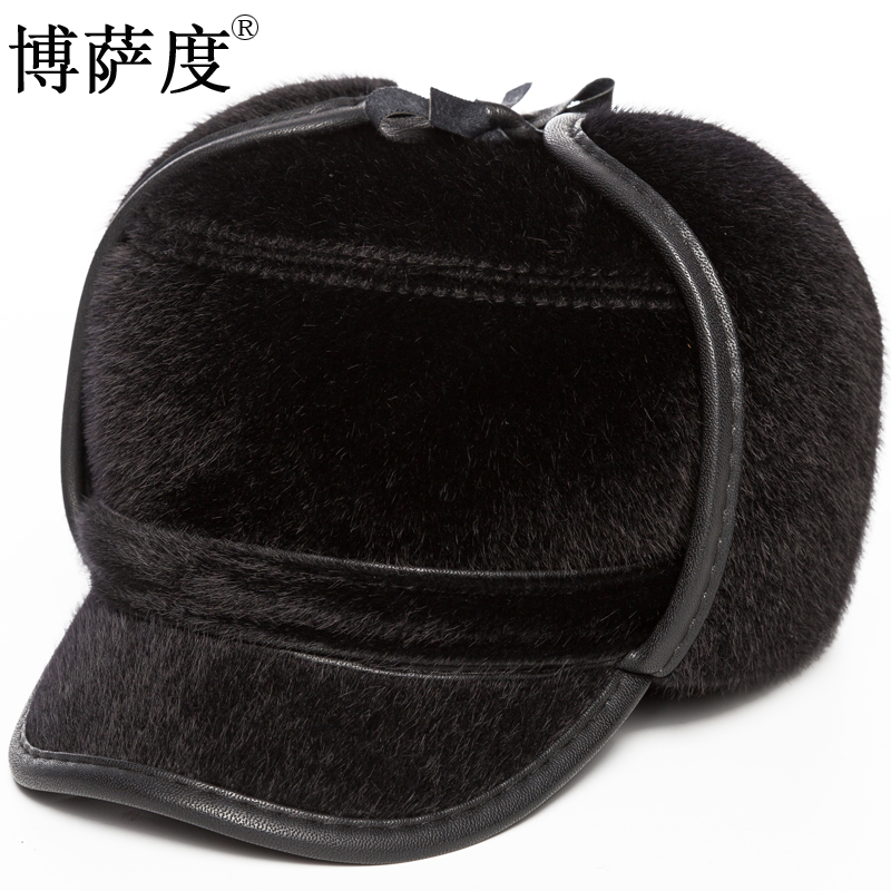 中老年平顶帽男士冬季鸭舌帽加厚保暖爷爷护耳老人帽子男冬天棉帽