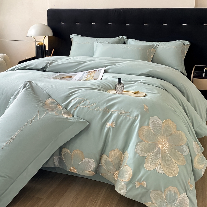 光点棉纯棉加厚刺绣宾馆床上上四件套-锦瑟【配床套四件套