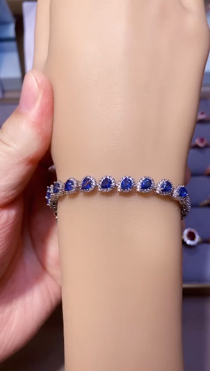 【闪购商品】蓝宝石手链银S925镶嵌1