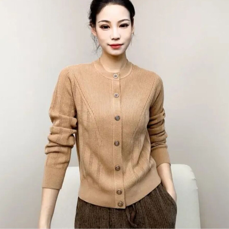 【商场同款】春秋季百搭时尚纯色圆领针织开衫短外套5499241