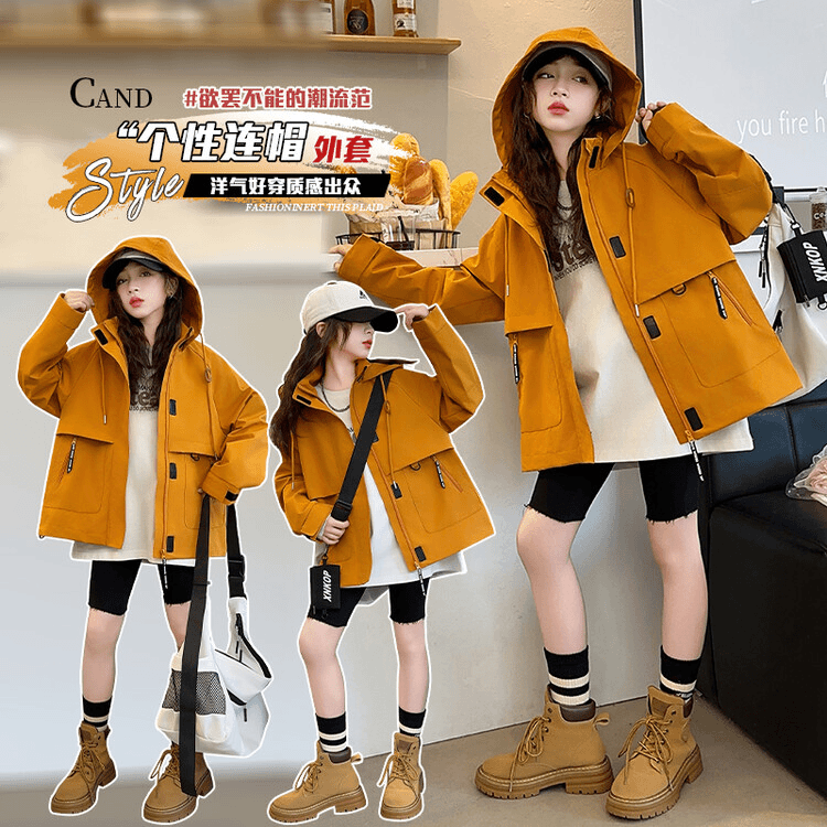 女童冲锋衣2025春秋外套中大童时尚休闲刘亦菲同款冲锋衣外套