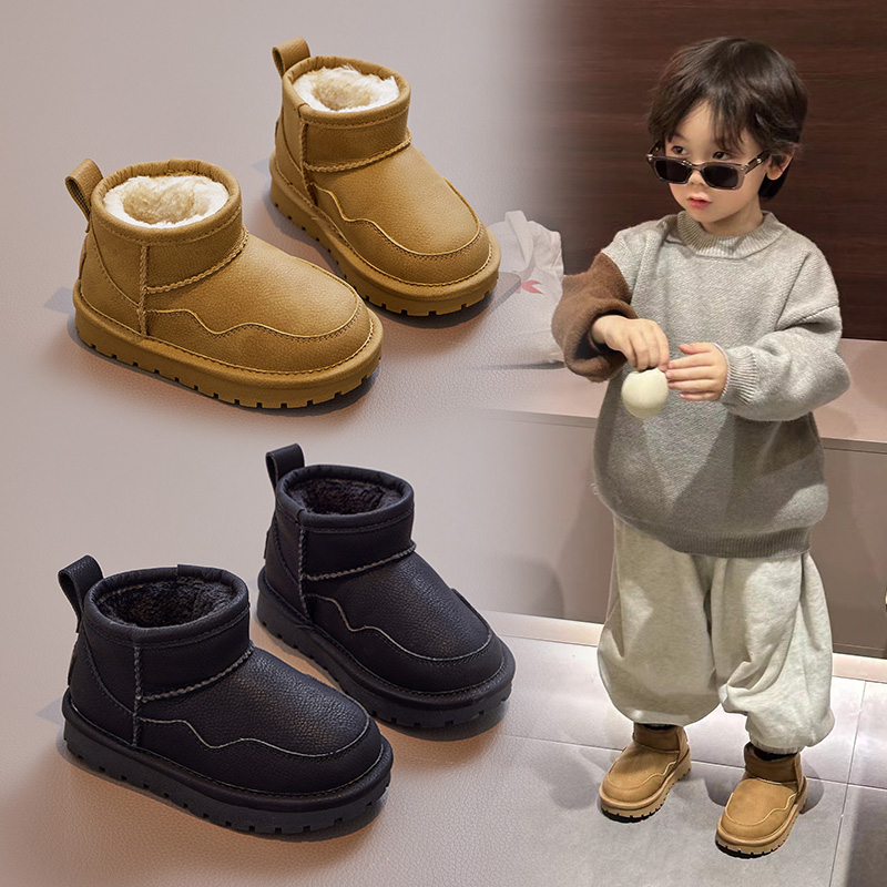 巴拉巴拉恩男童雪地靴防水防滑2023冬季新款儿童加绒加厚棉靴男孩