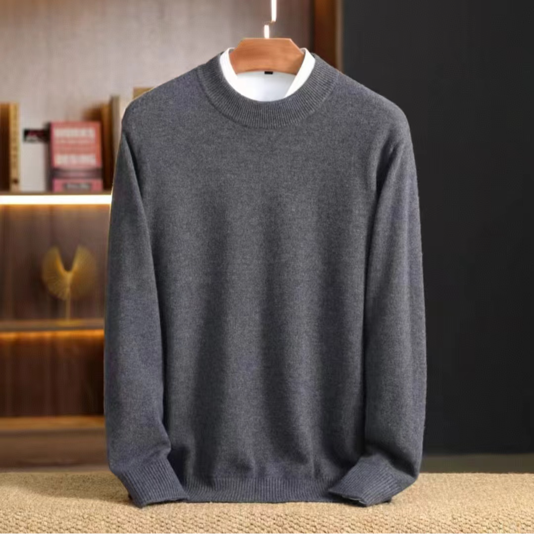 【群意毛衣】9901男士基础针织纯色双股加厚打底衫毛衣羊毛衫