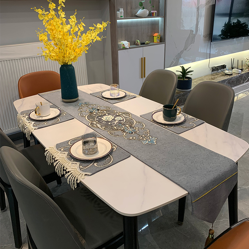 北欧轻奢餐桌旗布欧式美式禅意茶席斗柜现代结婚装饰中式桌旗餐垫