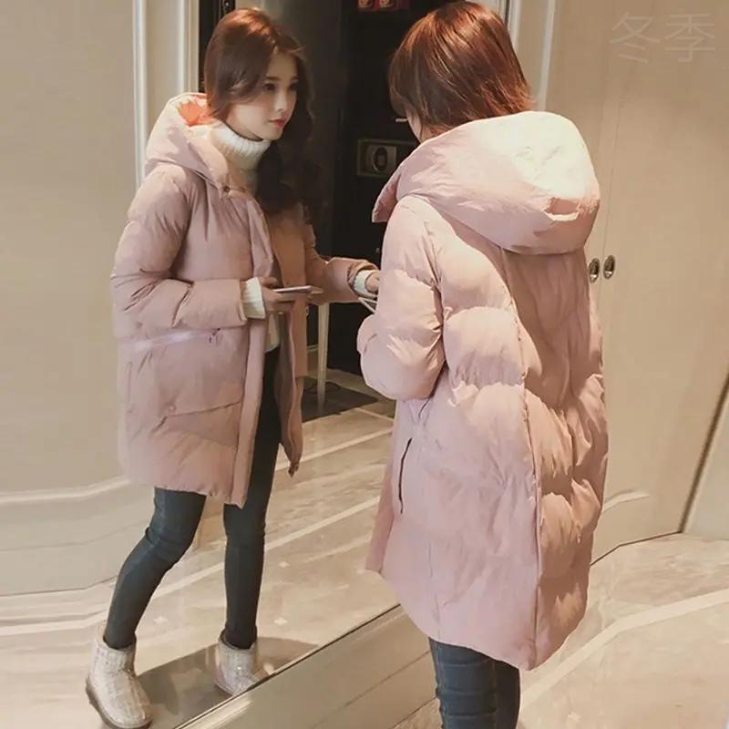 冬季羽绒棉服女中长款冬季加厚保暖羽绒棉服女学生韩版面包服宽