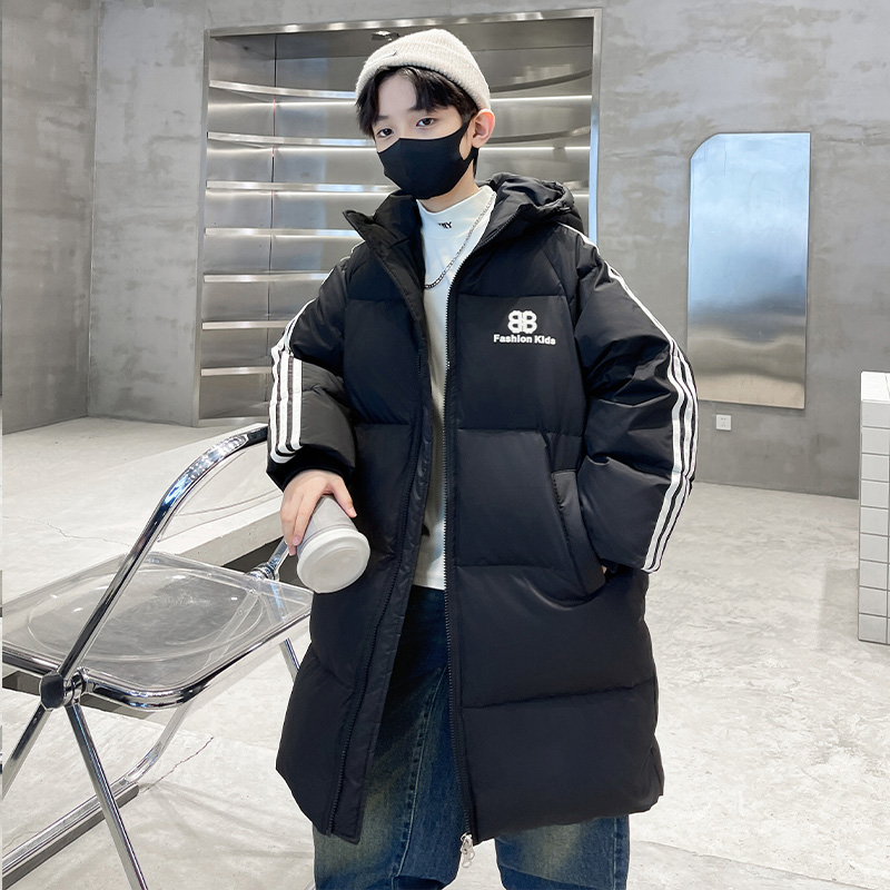 儿童装男童冬装羽绒服中长款2023新款中大童冬季男孩加厚外套洋气