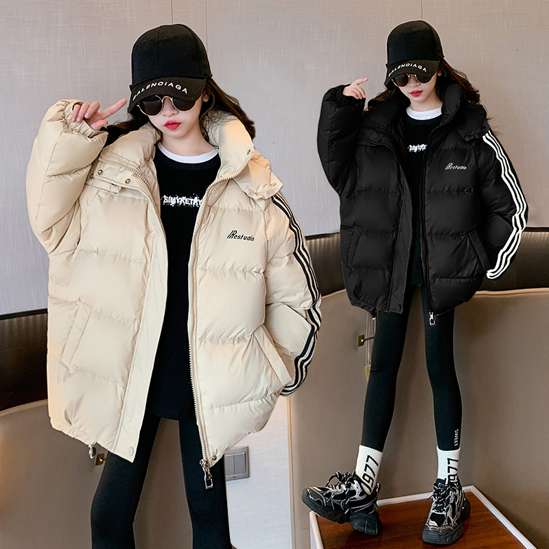 男女童同款冬装外套2024新款加厚棉服冬季儿童潮流冬款中长款潮酷