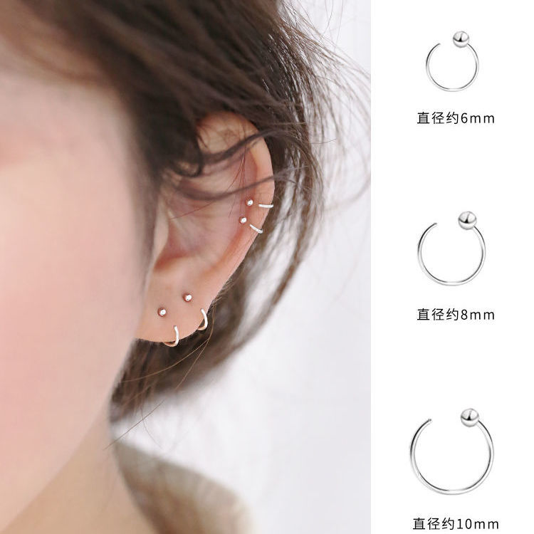 镀999圈圈耳环女 小圆圈款养耳洞耳圈银耳钉耳