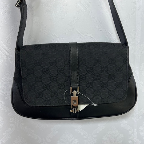 90新 GUCCI/古驰 尔忧中古单肩包/腋下包/黑色00100