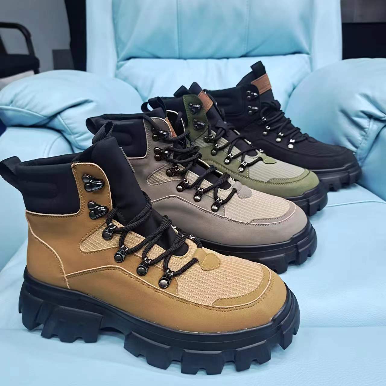 【CY5510单鞋】2024厚底新款时尚潮流马丁靴潮男必备系带百搭男士