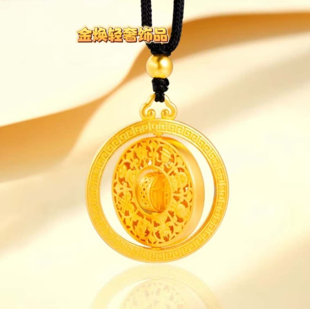 合金项链 宸祥福镂空八宝罗盘项链饰品精致坠链毛衣链轻奢系列