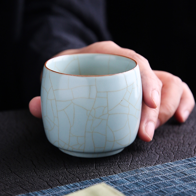 器熙汝窑开片可养陶瓷主人杯月白功夫茶具品茗杯单杯单个泡茶杯