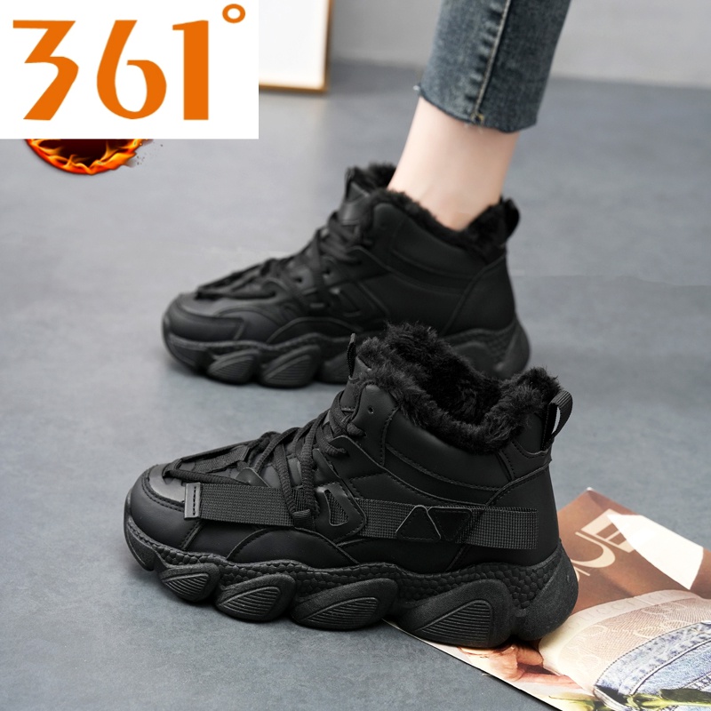 361°断码真皮高帮加厚老爹鞋女款冬季2023新款加绒保暖休闲运动
