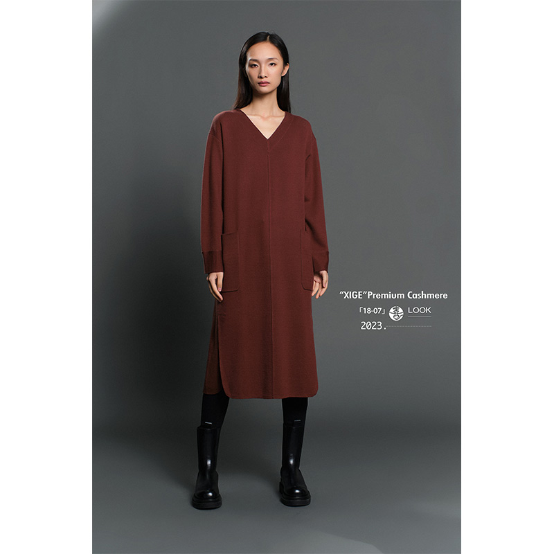 白霜·68支 喜歌羊绒  女士精纺68支双侧口袋羊绒气质裙 6925