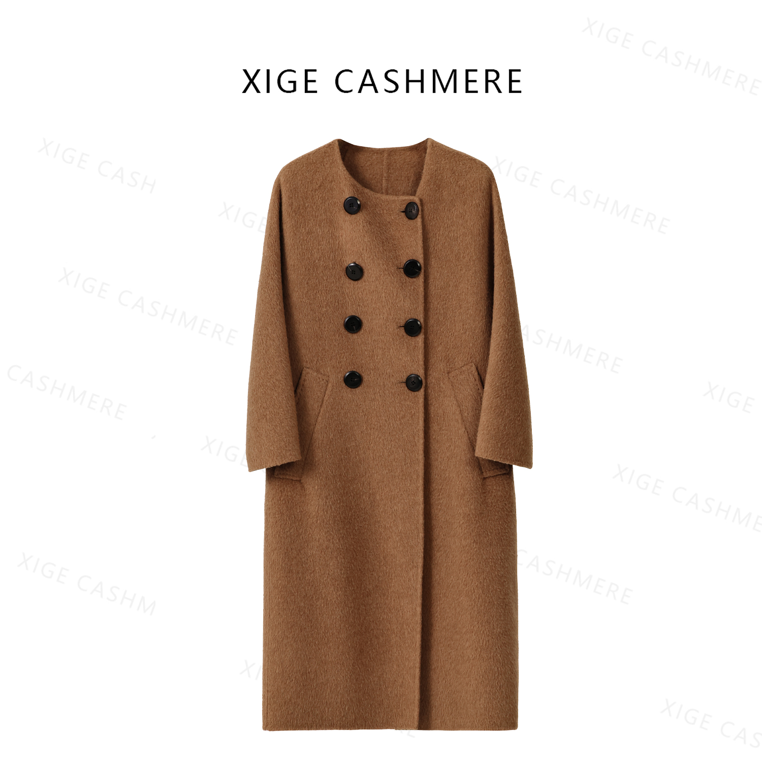 点雪【八筒大衣】100骆驼绒材质 纯驼绒大衣 7374