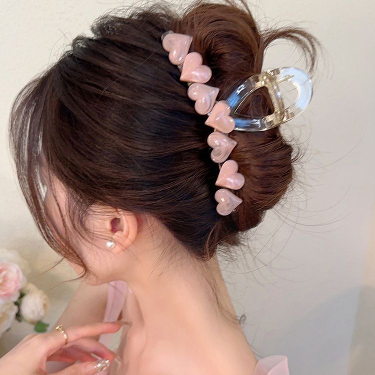 跳动的心~ins果冻爱心抓夹大号小众高级感发夹女后脑勺盘头发抓夹