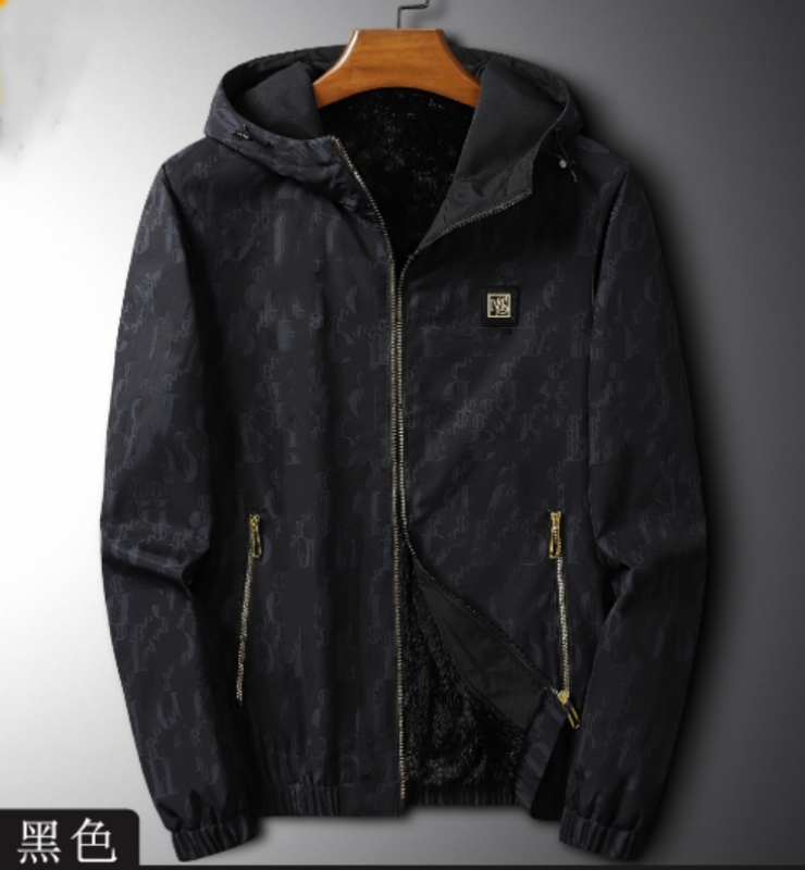 秋冬欧货高奢时尚加绒连帽夹克-8217