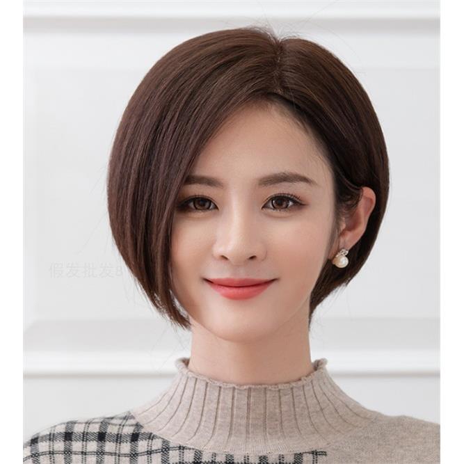 bobo短发假发全头套女无浏海波波头真发全真人发中年妈妈自然整顶