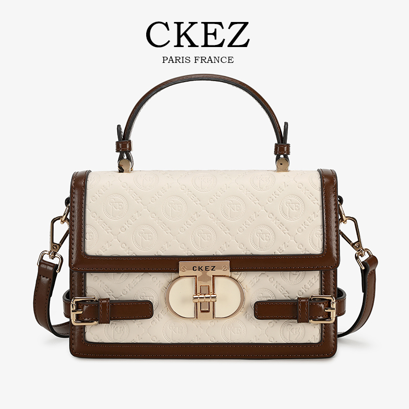 CKEZ/2023春夏上新 小众撞色百搭时尚压花盒子女士单肩斜挎小方包