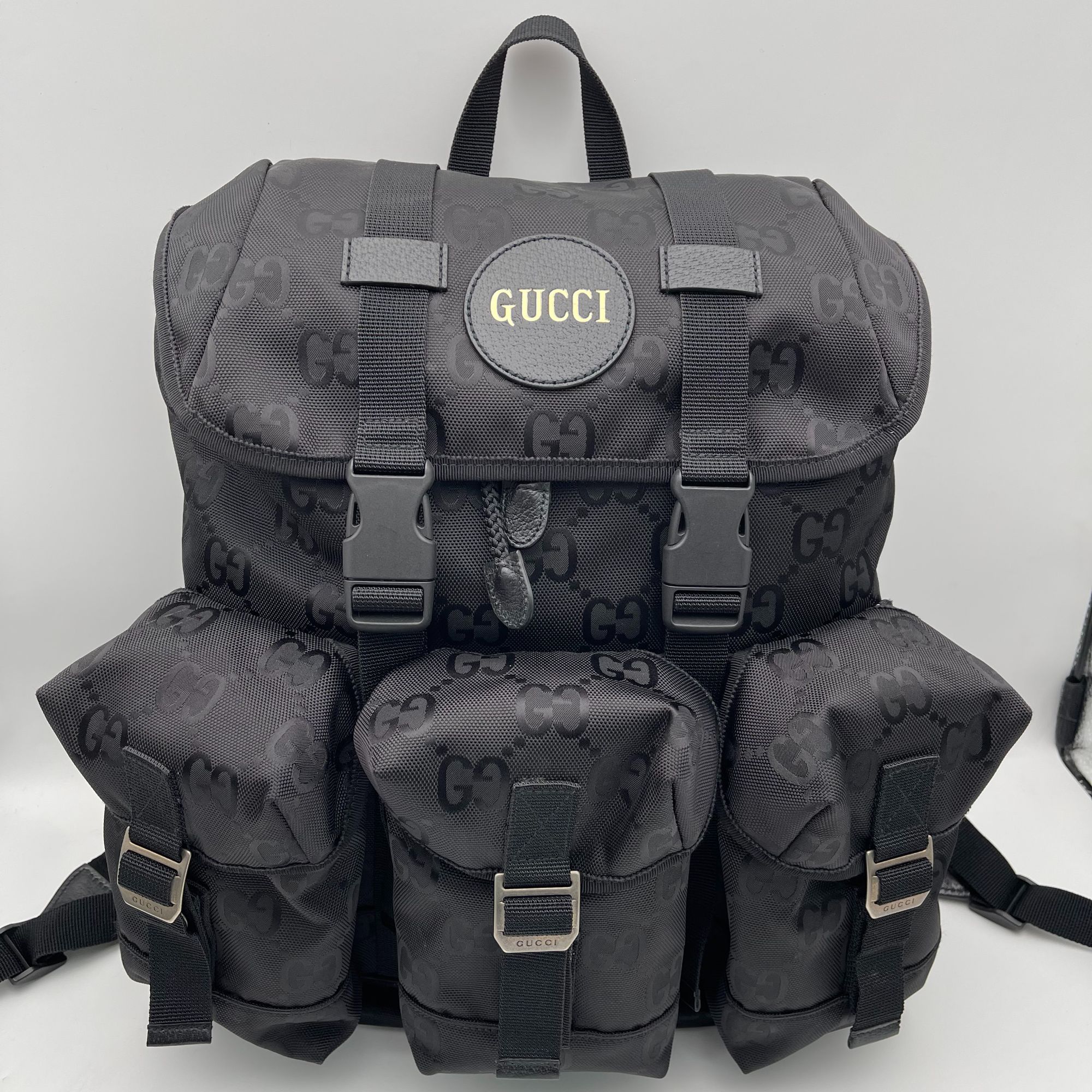99新 GUCCI/古驰 OTG环保系列 黑老花双肩包/时尚多功能1289