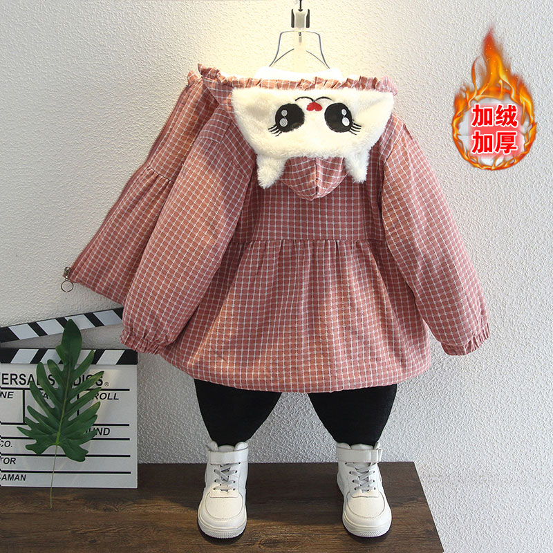 女童卫衣加绒加厚2022秋冬装新款韩版洋气中大童儿童小女孩外