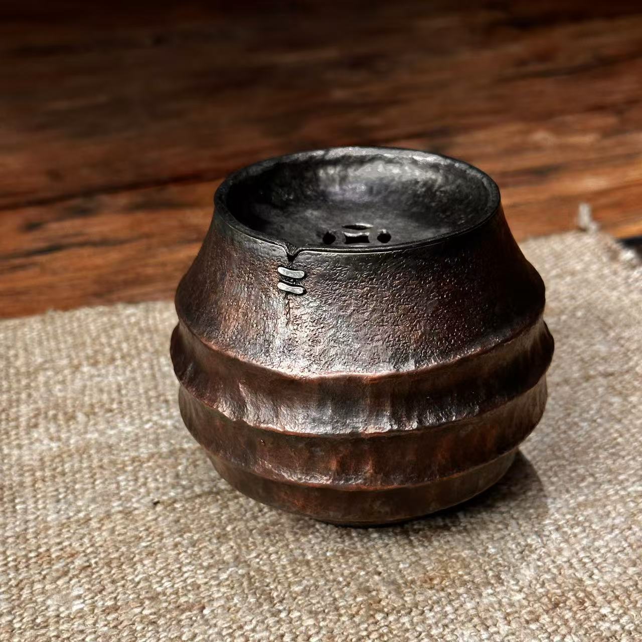 铜底锡盖手工补丁建水罐罐