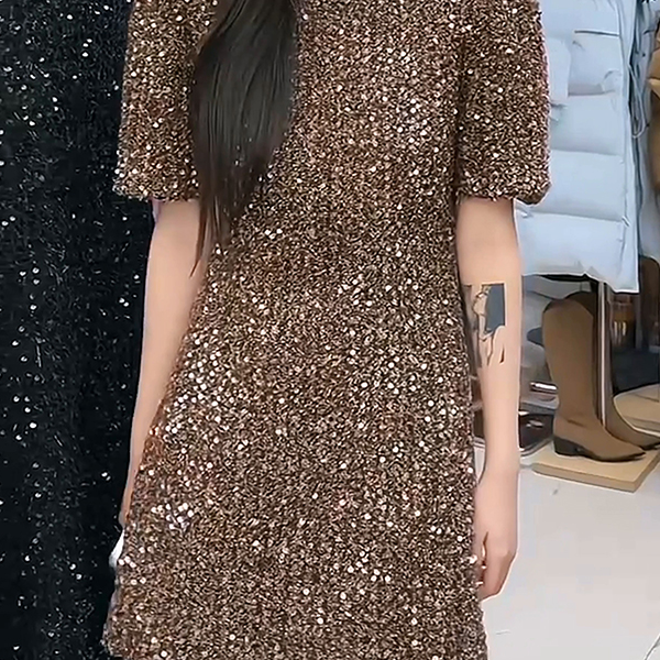 细闪亮片连衣裙女2025春秋新款女法式气质时尚收腰显瘦小个子短裙