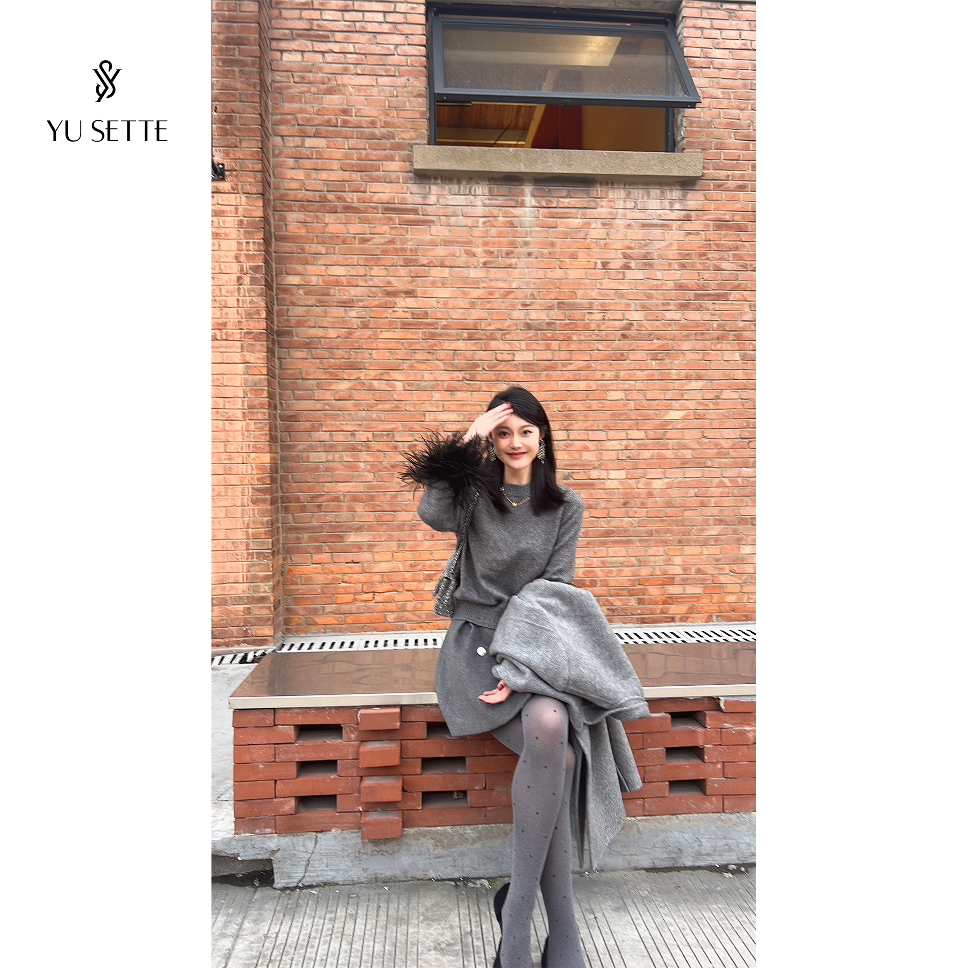 遇儿推荐【去年私服30羊毛！不扎人！可拆卸袖口】灰色毛衫20240181