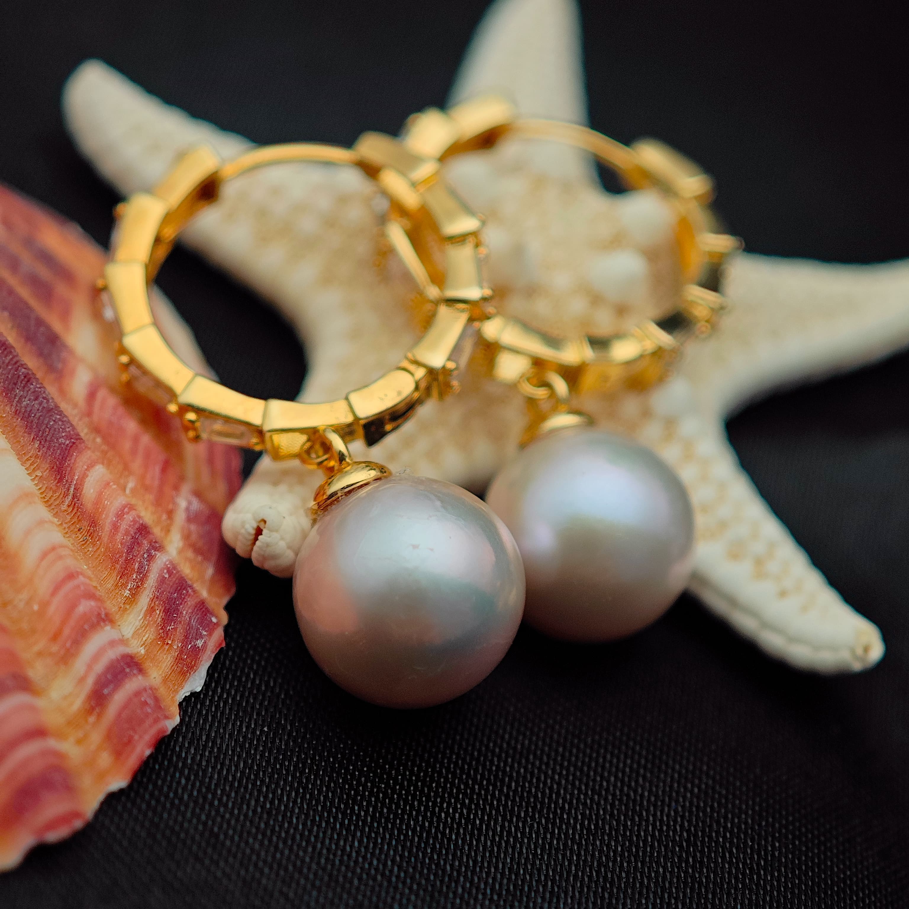 传禧2024时尚大气珍珠耳钉手工镶嵌轻奢仙女气质金色配色经典优雅