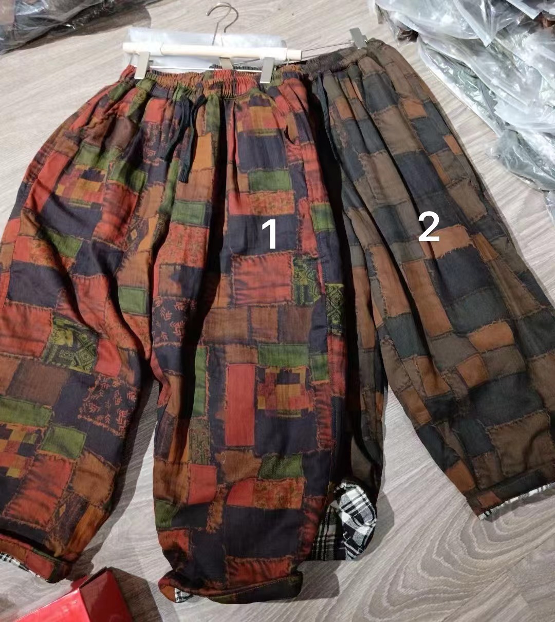 秋冬新款韩版宽松复古风松紧腰个性夹棉哈伦裤百搭休闲棉裤女 