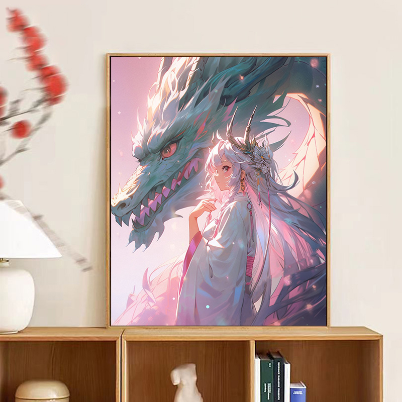 中国龙diy数字油画填色画手工手绘油画解闷丙烯画装饰画水彩画