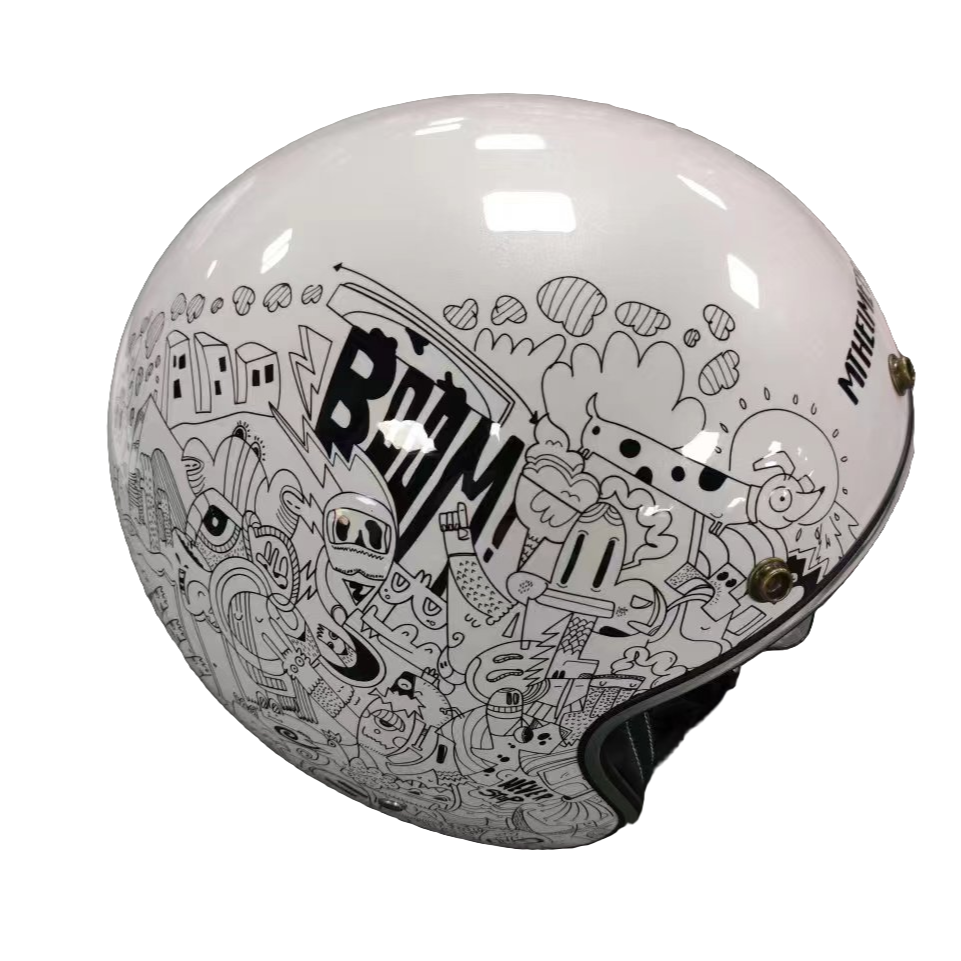 MT复古摩托车头盔男女哈雷复古半盔电动机车透气轻便夏季可拆卸