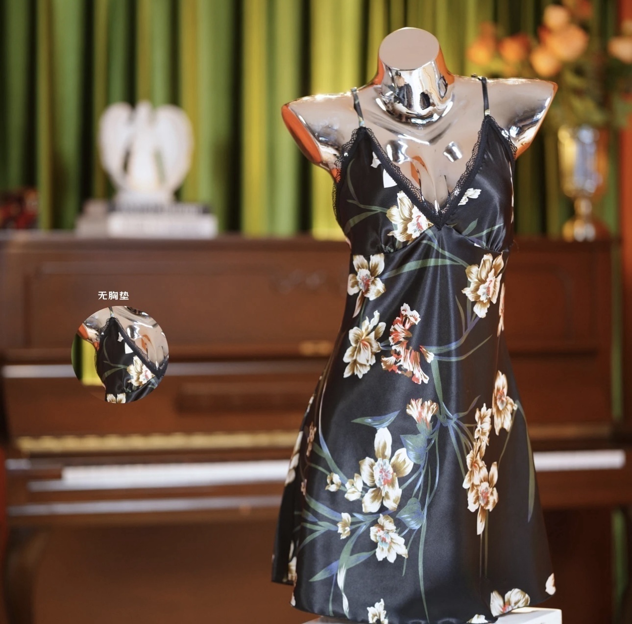 丝【夏日梦幻】夏季新款复古气质显瘦蝴蝶美背性感女士吊带睡裙