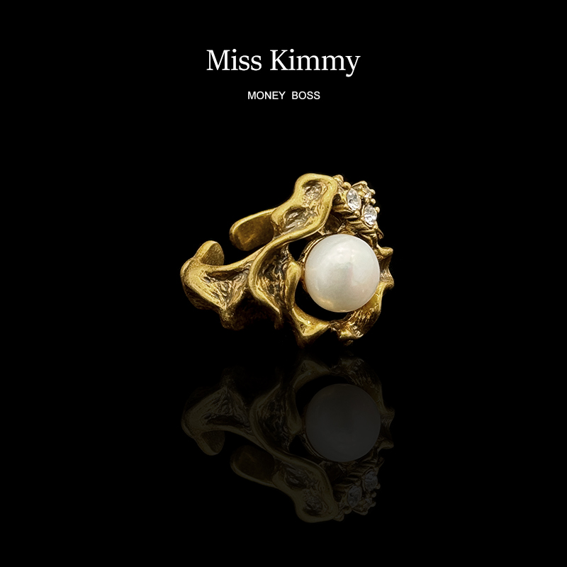 铜合金合成锆石戒指 MissKimmy欧美个性熔岩设计感可调节戒指0372