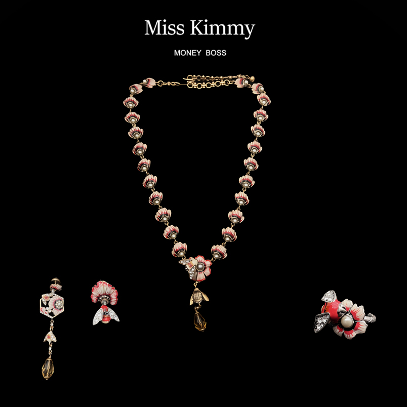 铜合金项链 MissKimmy 套组【飞花落叶】项链耳钉戒指
