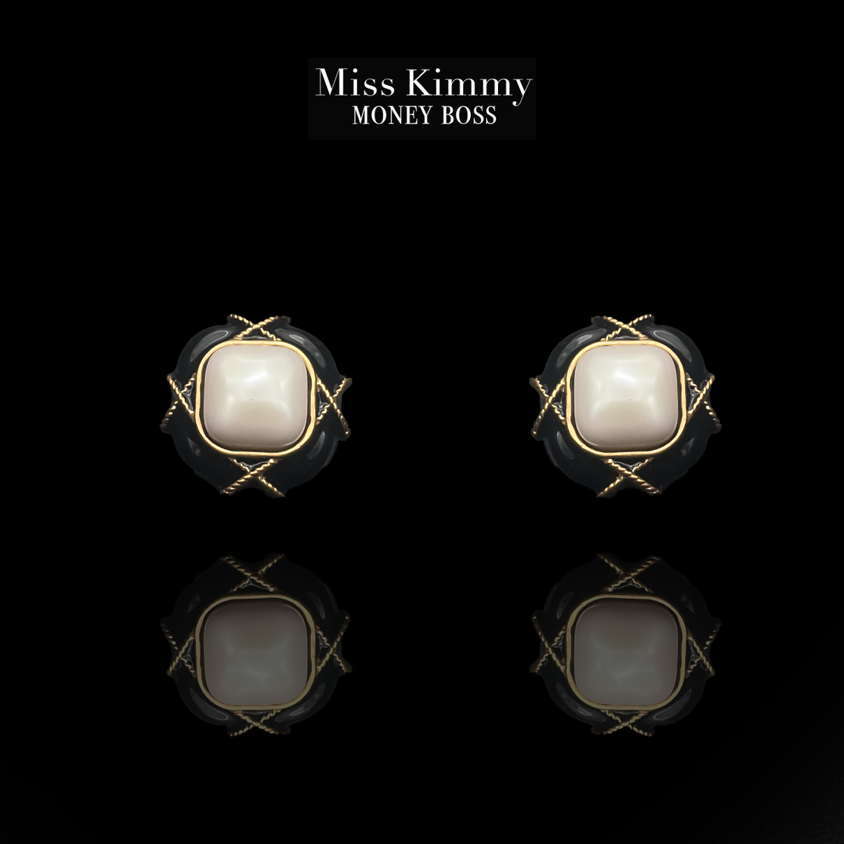 铜合金仿珍珠耳饰 MissKimmy[午后巴黎]方糖百搭小香风耳饰0249