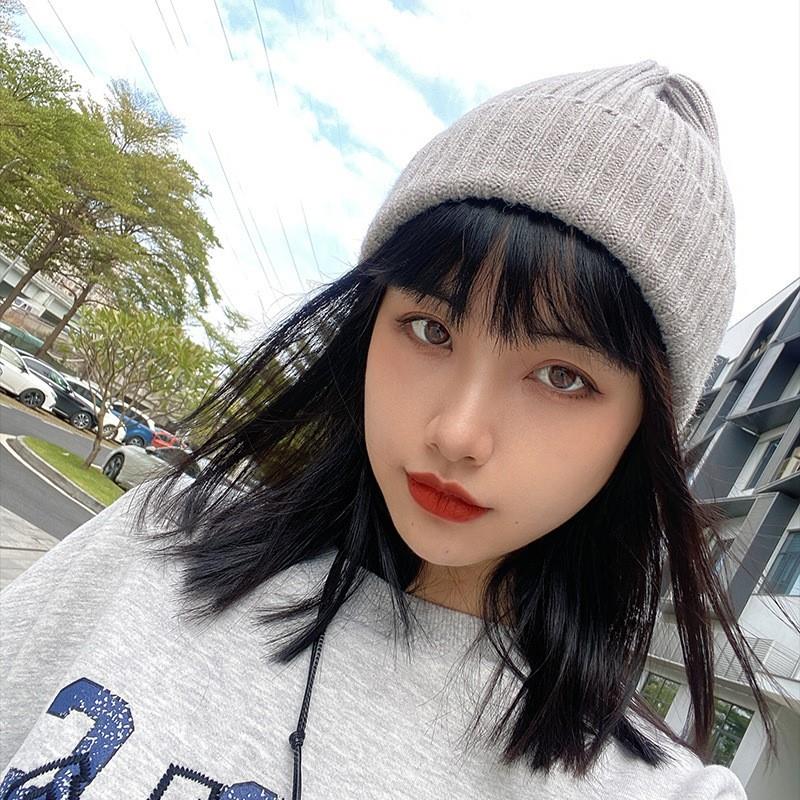 简约纯色尖顶毛线帽男女秋冬天保暖冷帽针织帽百搭休闲套头帽子潮