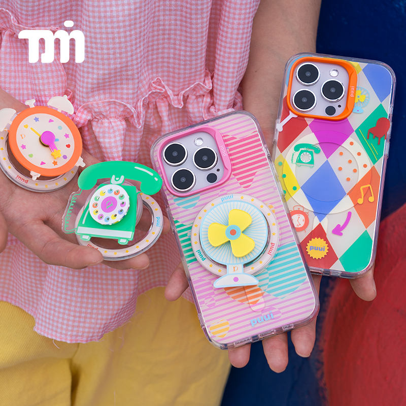 Puui原创适用苹果14pro手机壳可爱iphone13promax手机壳磁吸菱格